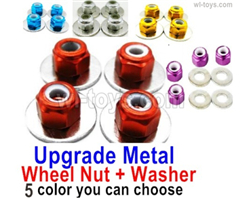Wltoys 144001 Upgrade Metal Nut for the Wheel + Washer-4 set-5 Color you can choose,Wltoys 144001 1/14 Parts,Wltoys 144001 RC Car Parts