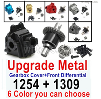 Wltoys 144001 Upgrade Metal Gearbox Cover + Front Steel Differential unit + Bearings + Bevel gear. 144001.1254 + 144001.1309 .