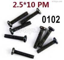 Wltoys 144001 Screws Parts-Cross Pan head tooth screw -2.5X10PM-8pcs-12428.0102,Wltoys 144001 1/14 Parts,Wltoys 144001 RC Car Parts