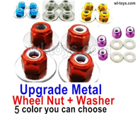 Wltoys 144002 Upgrade Parts Metal Nut for the Wheel and Washer.5 set.5 Color you can choose.Wltoys 144002 1/14 Parts, Wltoys 44002 RC Car Parts.