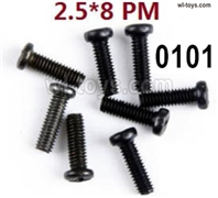 Wltoys 144002 screws Parts-12428.0101 Cross recessed pan head screws(8PCS)-M2.5X8 PM.Wltoys 144002 1/14 Parts, Wltoys 44002 RC Car Parts.