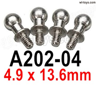 Wltoys 144002 A202-04 Ball-shape screws,4pcs. 4X9.5mm.Wltoys 144002 1/14 Parts, Wltoys 44002 RC Car Parts.