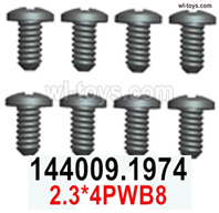 Wltoys 144002 screws Parts-104009.1974 Screws.2.3X4PWB8.Total 8pcs.Wltoys 144002 1/14 Parts, Wltoys 44002 RC Car Parts.