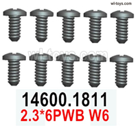 Wltoys 144002 screws Parts-14600.1811 Screws.2.3X6PWB W6.Total 10pcs.Wltoys 144002 1/14 Parts, Wltoys 44002 RC Car Parts.