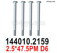 Wltoys 144002 screws Parts-144010.2159 Screws.2.5x47.5PM D6.Phillips round head machine thread step screws.Total 4pcs.Wltoys 144002 1/14 Parts, Wltoys 44002 RC Car Parts.