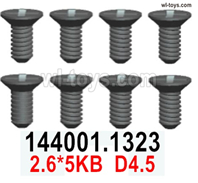 Wltoys 144002 screws Parts.144001.1323 Screws.2.6x5KB D4.5.Cross Flat head Self-tapping screws.Total 8pcs.Wltoys 144002 1/14 Parts, Wltoys 44002 RC Car Parts.