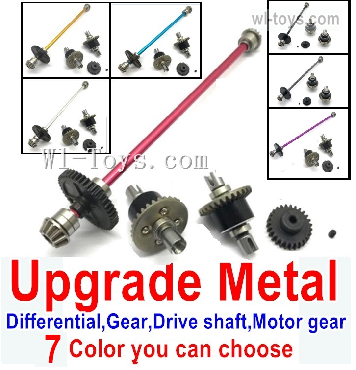 Wltoys 144010 Upgrade Metal Steel Differential unit Parts + Steel Reduction gear Gear + Metal drive shaft + Steel Motor Gear.