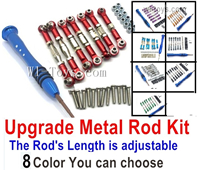 Wltoys 144010 Upgrade Metal Rod Assembly Kit. 3 The color you can choose. It Includes 7pcs Rod + Screws drivers + screws