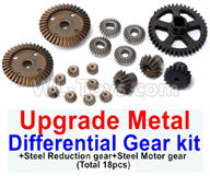 Wltoys 184012 Parts-18-06 Upgrade All metal Differential Gear kit + Upgrade Steel Reduction gear+ Upgrade Steel Motor gear(Total 18pcs),Wltoys 184012 Rc Racing Car Truck Spare Parts,High speed Wltoys 184012 1:18 Scale 4wd,2.4G Spare Parts Accessories,F1 1