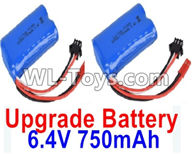 Wltoys 18404 Upgrade 6.4V 750mAh battery(2pcs)-52X32X16mm,Wltoys 18404 RC Crawler Car Spare Parts Replacement Accessories,1:18 18404 4wd RC rock racing car Parts,On Road Drift Racing Truck Car Parts