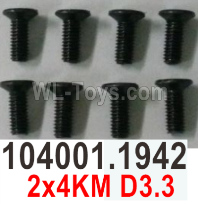 Wltoys 244016 104001.1942 Cross Recessed Countersunk Machine Screws 2X4KM.WLtoys VAGRANT SPEEDSTER 1/24 RC Car Accessories.