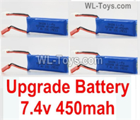 Wltoys 284010 Upgrade Parts 4pcs 284131 Battery Packs.K989-60 Upgrade 7.4V 450MAH Battery.WLtoys 1/28 RC Car Parts.