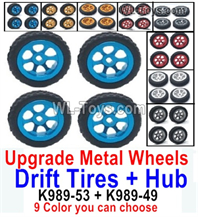 Wltoys 284010 Upgrade Parts Metal Drift Wheels Tires.You have 9 Colors you can choose..WLtoys 1/28 RC Car Parts.