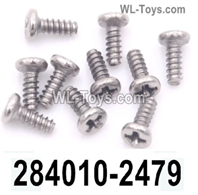 Wltoys 284010 Parts 284010-2479 Screws.Total 10pcs.1.2x3PB Phillips round head tapping screws.Total 10pcs.WLtoys 1/28 RC Car Parts.WLtoys 1/28 RC Car Parts.