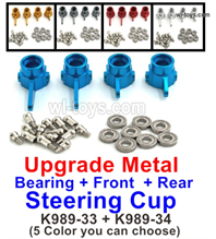 Wltoys 284161 Parts Upgrade Metal Front Rear Steering Cup and Bearings.K989-33 + K989-34.You have 5 color to choose.WLtoys 1/28 RC Car Parts.