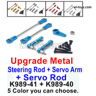 Wltoys 284161 2PCS Upgrade Metal Steering Rod 2pcs Servo Rod And 1pcs Metal Servo Arm. K989-41 + K989-40 + 284010-2253 Metal Servo Arm.5 Color you can choose.WLtoys 1/28 RC Car Parts.