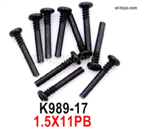 Wltoys 284161 Parts K989-17 Screws.1.5X11PB half-tooth screw set.Total 10pcs.WLtoys 1/28 RC Car Parts.