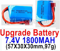 Wltoys A959B A959-B Upgrade Battery-7.4V 1800mah 20C Battery with Red T Plug(2pcs)-(57X30X30mm,97g),Wltoys A959B A959-B Battery Parts