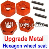 Wltoys 10428 Upgrade Metal 12MM Hexagon wheel seat,Tire adapter(4pcs)-Orange-K949-12,Wltoys 10428 RC Car Parts,High speed 1:10 Scale 4wd,10428 Electric Power On Road Drift Racing Truck Car Parts