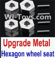 Wltoys 10428 Upgrade Metal 12MM Hexagon wheel seat,Tire adapter(4pcs)-Silver-K949-12,Wltoys 10428 RC Car Parts,High speed 1:10 Scale 4wd,10428 Electric Power On Road Drift Racing Truck Car Parts