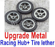 Wltoys K999 Upgrade Metal Racing Hub(4pcs) & Upgrade Racing Trie lether(4pcs)-Black,1:28 Wltoys K999 Rc Car Spare Parts Replacement accessories,K999 On Road Drift Racing Truck Car Parts