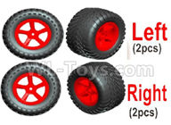 Wltoys L209 Spare Parts-22-01 1549 Left and Right Wheel unit(4 Set,2 left+2 Right)-Red,Wltoys L209 Rc Car Spare Parts Replacement Accessories,1:10 L209 RC Racing Car Trcuk parts