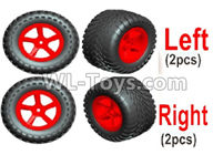 Wltoys L219 Spare Parts-11-01 1554+1555 Left and Right Wheel unit(4 Set,2 left+2 Right)-Red,Wltoys L219 Rc Car Spare Parts Replacement Accessories,1:10 L219 RC Racing Car Trcuk parts