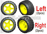 Wltoys L229 Spare Parts-11-01 1565+1566 Left and Right Wheel unit(4 Set,2 left+2 Right)-Red,Wltoys L229 Rc Car Spare Parts Replacement Accessories,1:10 L229 RC Racing Car Trcuk parts