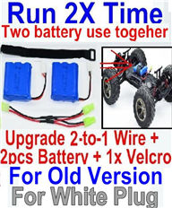 Hosim S912 Upgrade 2-to-1 wire and Velcro & 2pcs Battery-Two battery can be used together,Run 2x Time than usual,JYRC Hosim S912 S912 RC Monster Truck Spare parts Accessories,1:12 4WD Brush High Speed Bu