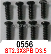 Wltoys 16800 0556 Screws. ST2.3*8PB D3.5. Total 8pcs. Cross Round head Self-tapping screws 1/16 8ch Wl-Model Wltoys 16800 RC Excavator Parts Accessories