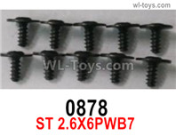 Wltoys 16800 0878 Screws. ST 2.6x6PWB7. Total 10pcs. Round head machine screw with Media Cap. 1/16 8ch Wl-Model Wltoys 16800 RC Excavator Parts Accessories