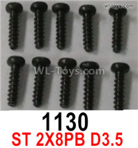 Wltoys 16800 1130 Screws. ST 2x8PB D3.5. Total 10pcs. Cross Round head machine screws. 1/16 8ch Wl-Model Wltoys 16800 RC Excavator Parts Accessories