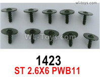 Wltoys 16800 1423 Screws. ST 2.6x6PWB11. Total 10pcs. Round head Self-tapping screws with Media Cap. 1/16 8ch Wl-Model Wltoys 16800 RC Excavator Parts Accessories
