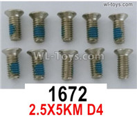Wltoys 16800 1672 Screws. 2.5x5KM D4. Total 10pcs. Cross countersunk head machine screws. 1/16 8ch Wl-Model Wltoys 16800 RC Excavator Parts Accessories