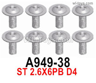 Wltoys 16800 A949-38 Screws. ST2.3x5PB. Total 8pcs. Cross Round head machine screws. 1/16 8ch Wl-Model Wltoys 16800 RC Excavator Parts Accessories