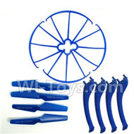 SYMA X5S X5SW X5SC Parts-62 Outer protect frame(4pcs) & Propellers(4pcs) & Landidng skid(4pcs)-Blue For SYMA X5S X5SC X5SC Quadcopter UFO parts