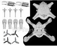 SongYang toys X18 Parts-02 Upper and bottom shell cover,Canopy & Main gear(4pcs) & Motor cover(4pcs) & Main blades(4pcs) & Main motor(4pcs) For the SY X18 UFO X-18 RC Quadcopter
