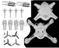 SongYang toys X19 Parts-02 Upper and bottom shell cover,Canopy & Main gear(4pcs) & Motor cover(4pcs) & Main blades(4pcs) & Main motor(4pcs) For the SY X19 UFO X-19 RC Quadcopter