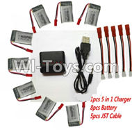 SongYang toys X25 Parts-45 Upgrade 1-to-5 balance charger and USB charger & 5pcs White-to-JST coversion wire & 8pcs 750mah battery For the SY X25 UFO X-25 RC Quadcopter