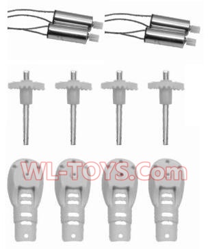 SongYang toys X5 Parts-13 Motor seat(4pcs) & Main gear(4pcs) & Rotating Motor with red and blue wire(2pcs) & Reversing-rotating Motor with black and white wire(2pcs) for the SongYang X5 Quadcopter SY X5 UFO rc drone