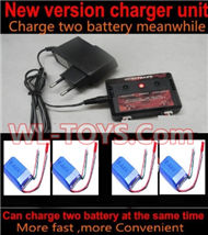 SongYang toys X6 Parts-24 Upgrade New version charger and balance charger-Can charge two battery at the same time & 4pcs Upgrade 1000mah Battery