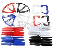 JJRC H5 H5C Parts-56 Outer protect frame(8pcs) & Tripod(8pcs) & Propellers(16pcs)-(Each Black,Red,White,Blue color) For JJRC H5C Quadcopter parts,H5C Drone Parts