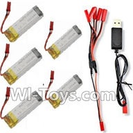 Holy Stone U818A Parts-30 3.7V 780mAh LiPo Battery(5pcs) & 1-TO-5 Conversion wire & USB Charger,Holy Stone U818A Quadcopter parts,U818A rc Drone spare parts