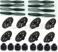 Visuo XS809HW XS809W Parts-Main gear Parts(8pcs)+ Motor Gear(8pcs)+Propellers(8pcs)