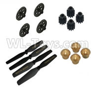 Visuo XS809HW XS809W Parts-Propelers Parts(4pcs)+Main gear(4pcs)+ Motor Gear(4pcs)+Propellers fasen hat(4pcs)