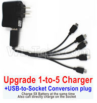 Visuo XS812 Upgrade 1-to-5 USB Charger+ USB-to-Socket Conversion plug(Charge 3 Battery at the same time),Visuo XS812 Parts