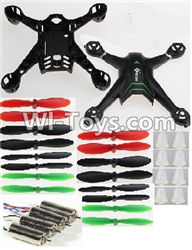 Wltoys Q242 Q242G DQ242 Q242K Parts-16 Upper and Bottom shell cover & Propellers(16pcs) & Motor(4pcs-2CW+2CCW) & Feet nails(8PCS) For WLTOYS DQ242 Q242 Q242G Q242K RC Quadcopter parts RC Drone parts