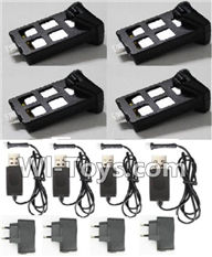 Wltoys Q242 Q242G DQ242 Q242K Parts-21 4pcs Battery & 4pcs USB Charge wire & 4pcs USB-TO-Socket conversion plug For WLTOYS DQ242 Q242 Q242G Q242K RC Quadcopter parts RC Drone parts