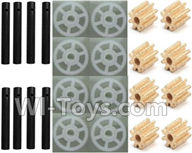 Wltoys Q222K Q222G Parts-19 Main gear(8pcs) & Small coper gear for Motor(8pcs) & Carbon rod for the Main gear(8pcs),Wltoys Q222K Q222G RC Drone Spare parts,Q222K RC Quadcopter Accessories,Q222G headless mode Replacement parts