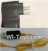 Wltoys Q343 Spare Parts-10-02 USB-To-Socket conversion plug & USB Charger wire,Wltoys Q343 RC Quadcopter Drone Spare Parts Accessories,Wltoys Model Q343 Q343B Q343C Replacement Accessories